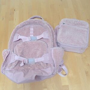 Pottery Barn Kids Blush Sherpa Mackenzie Large Backpack and Matching Lunchbox